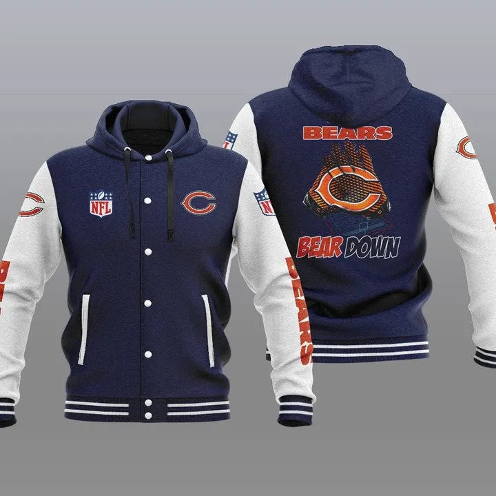 Chicago Bears Hooded Button Jacket with Hood 23