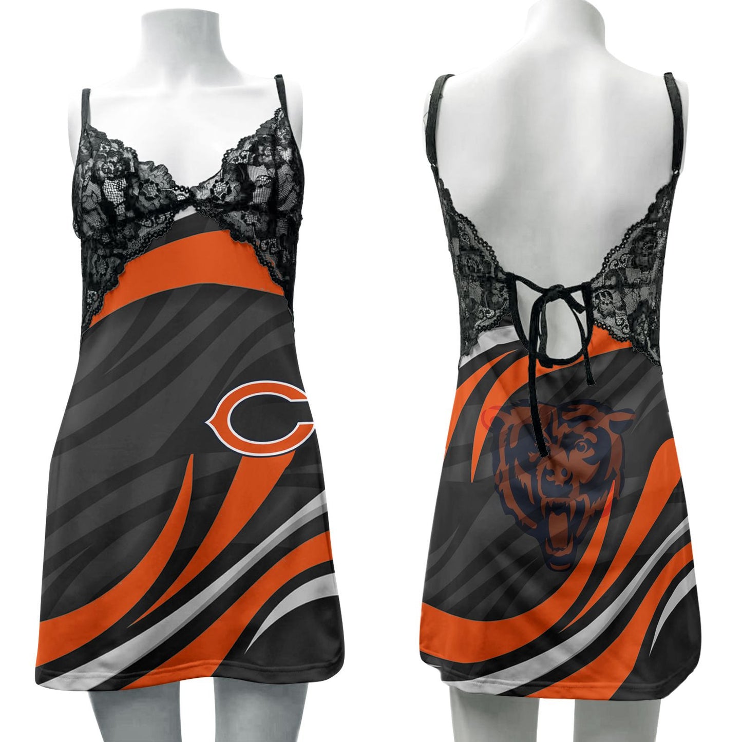 Chicago Bears Lace Back Strap Slip Dress 09-1