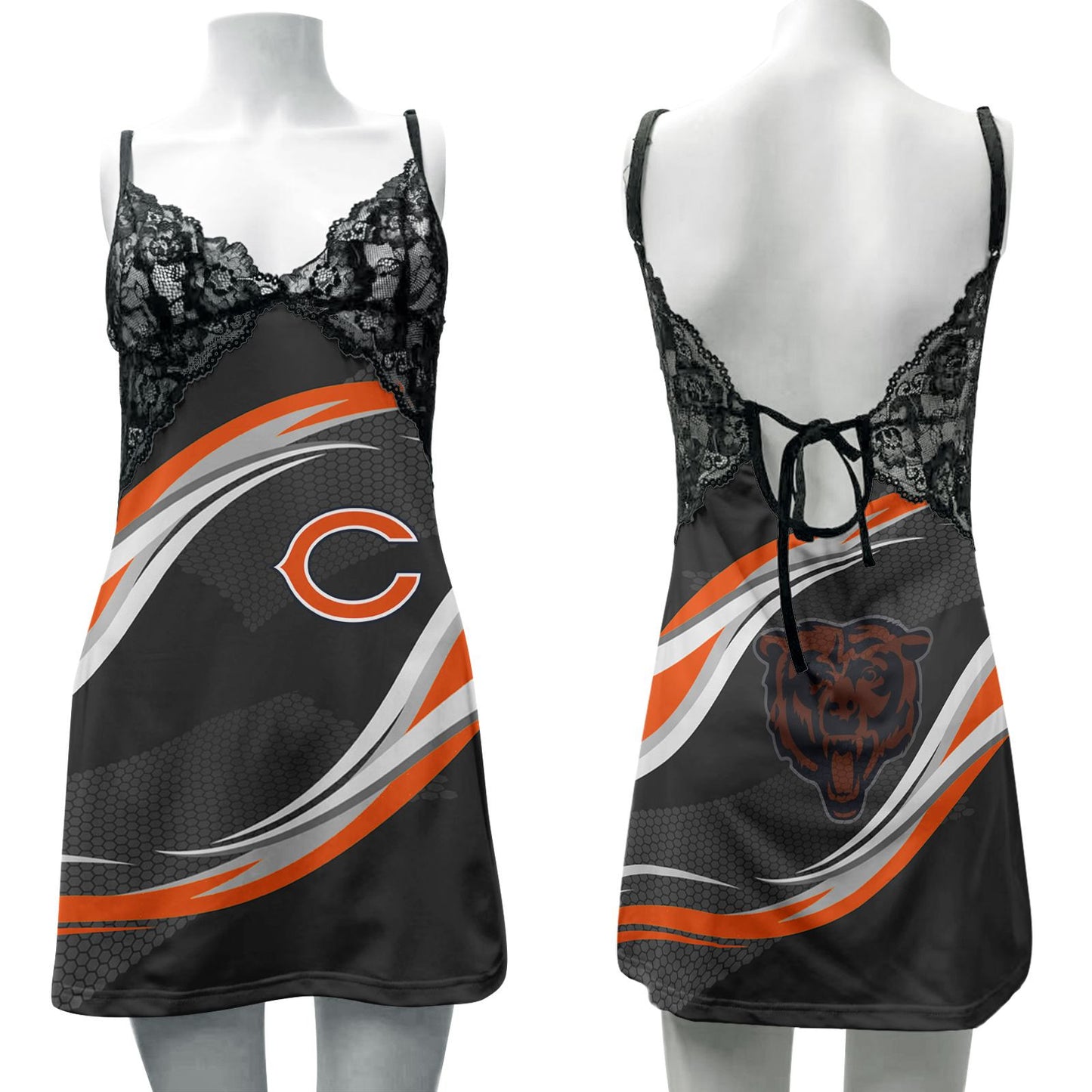 Chicago Bears Lace Back Strap Slip Dress 103-1