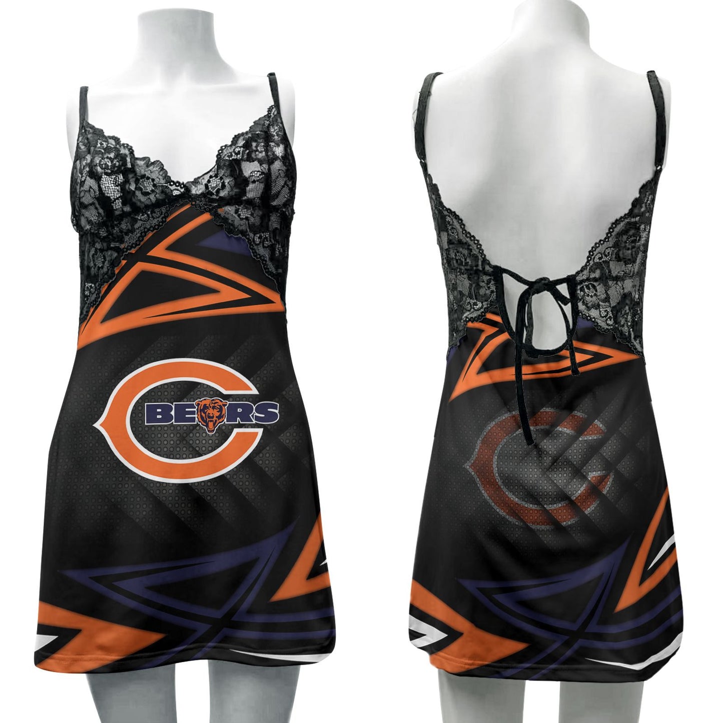 Chicago Bears Lace Back Strap Slip Dress 109-1