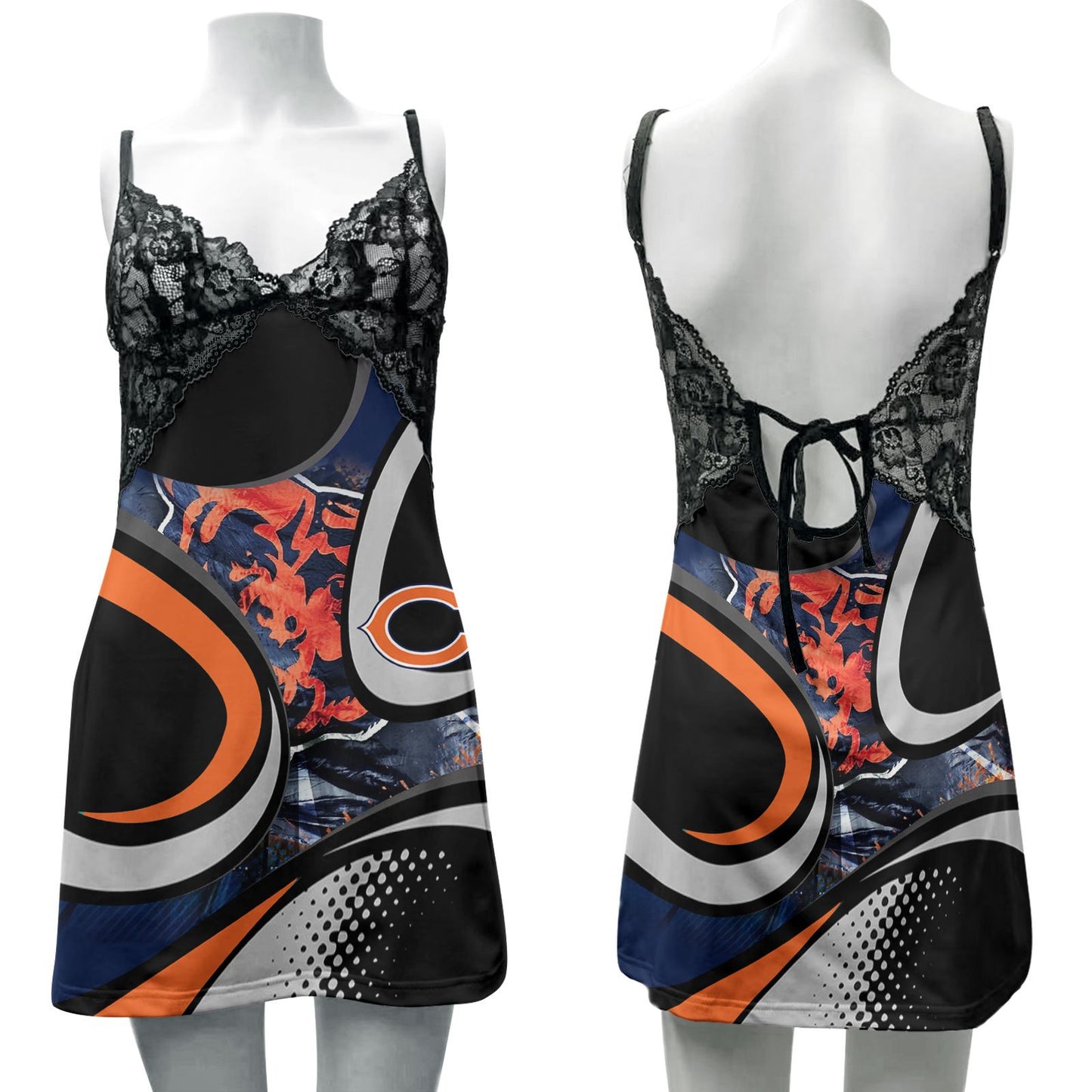 Chicago Bears Lace Back Strap Slip Dress 136-1