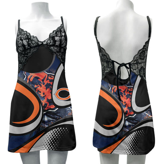 Chicago Bears Lace Back Strap Slip Dress 136-1