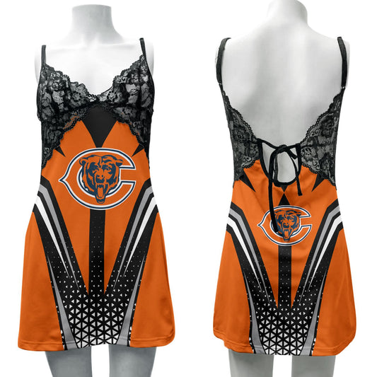 Chicago Bears Lace Back Strap Slip Dress 256