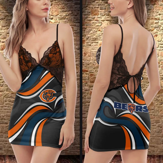 Chicago Bears Lace Back Strap Slip Dress 280