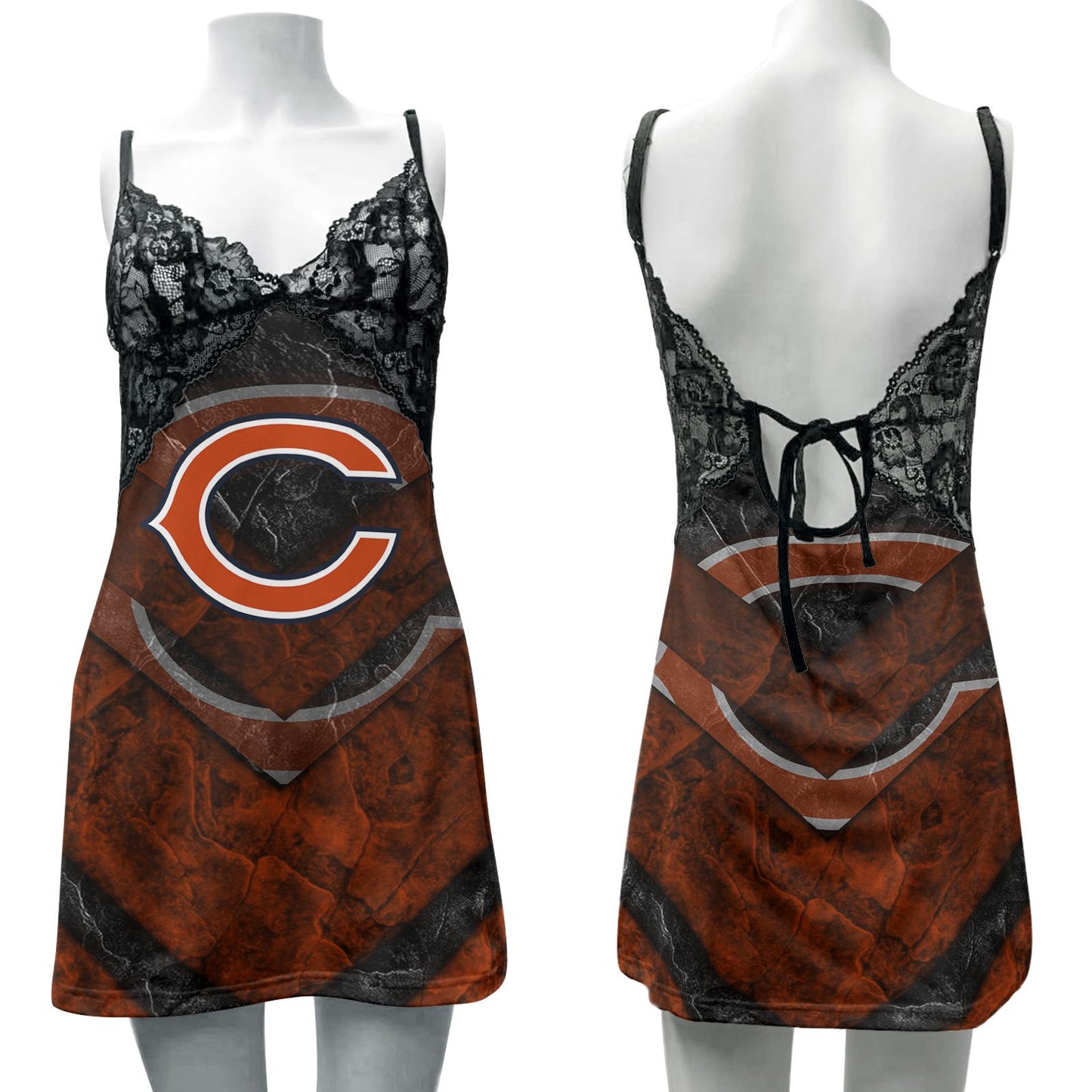 Chicago Bears Lace Back Strap Slip Dress 288