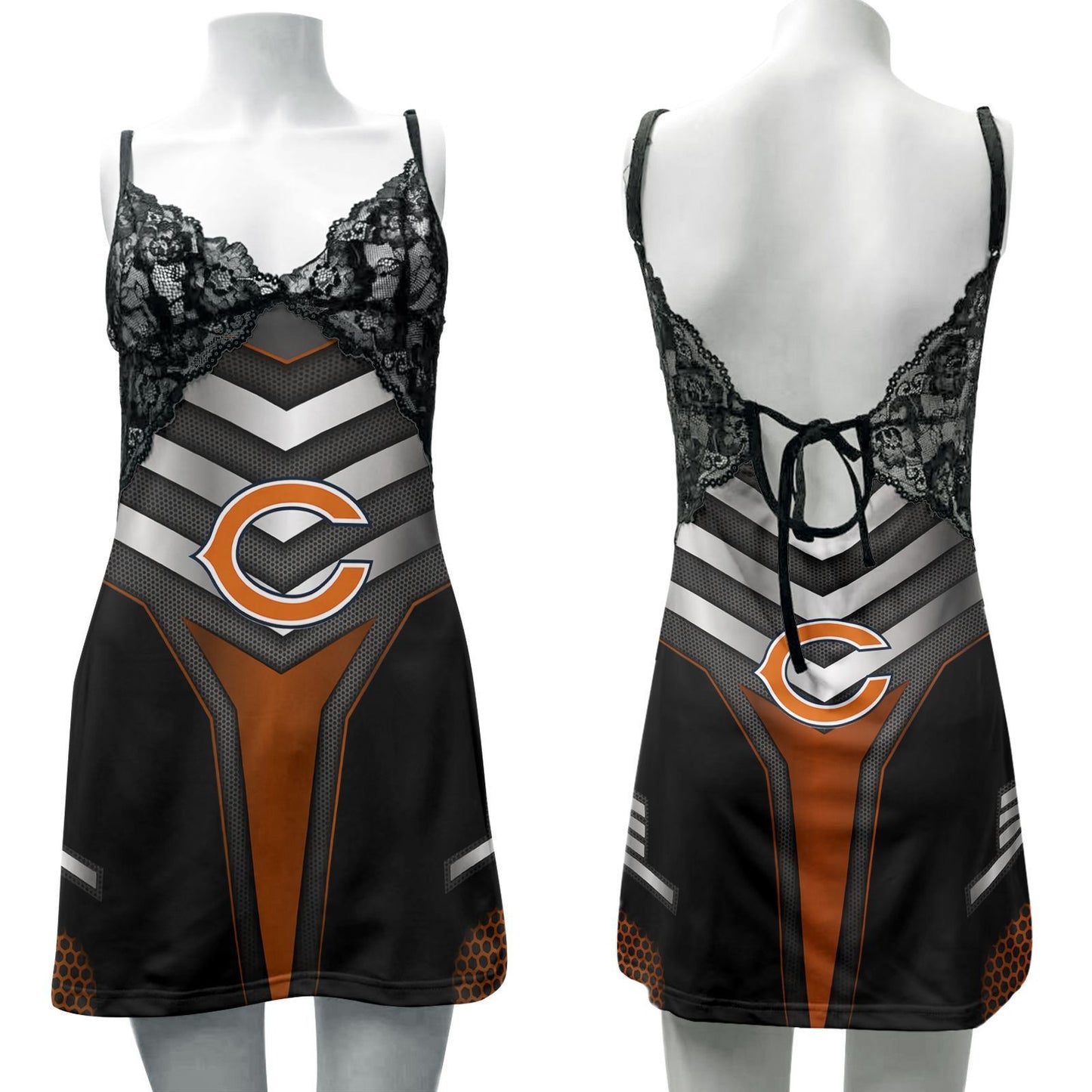 Chicago Bears Lace Back Strap Slip Dress 404