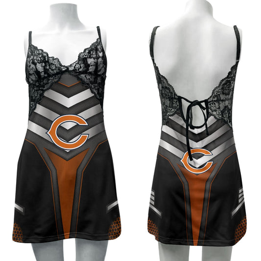 Chicago Bears Lace Back Strap Slip Dress 404