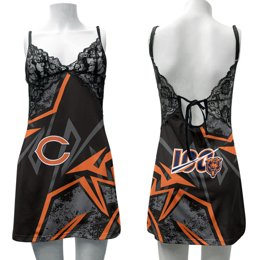 Chicago Bears Lace Back Strap Slip Dress 443