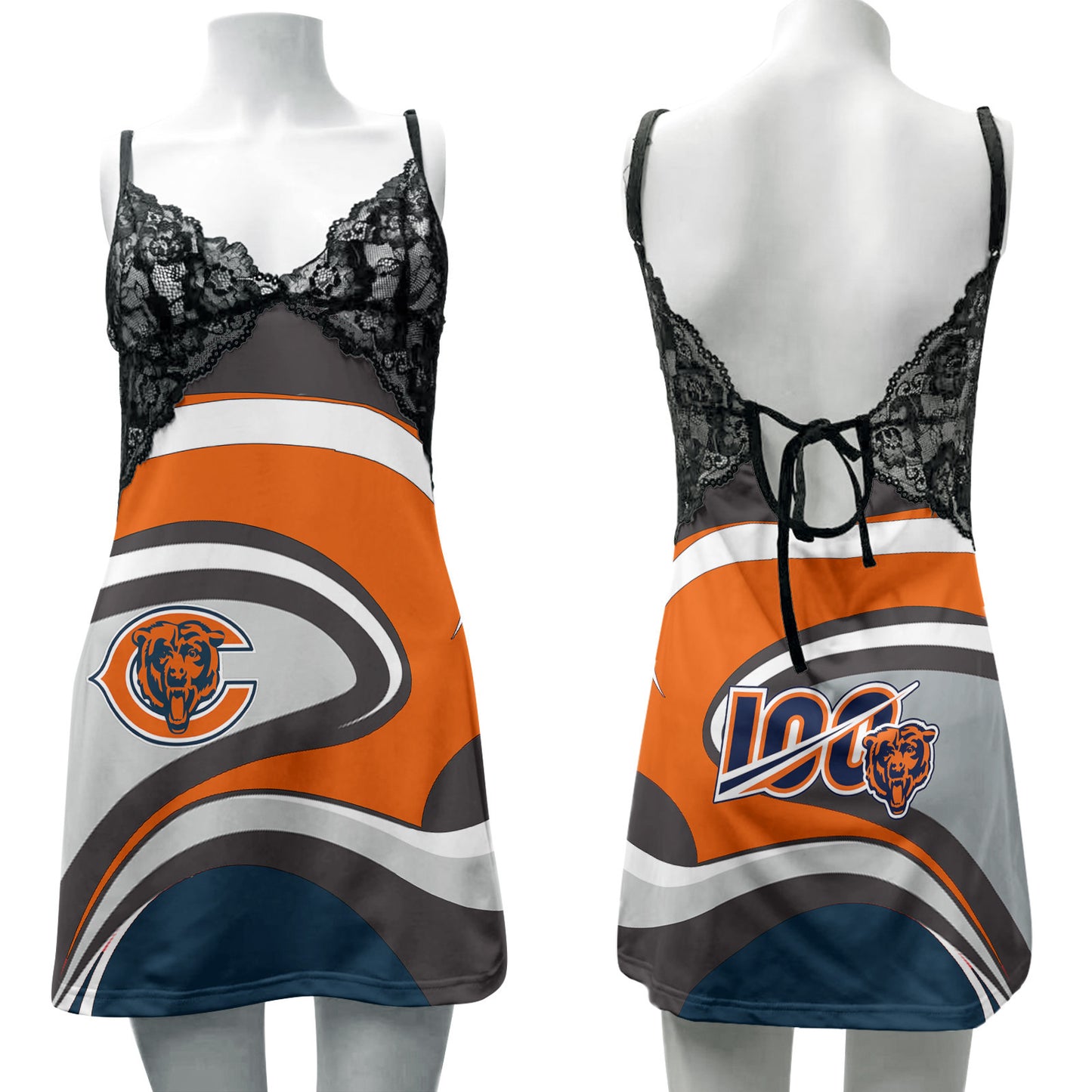 Chicago Bears Lace Back Strap Slip Dress 502
