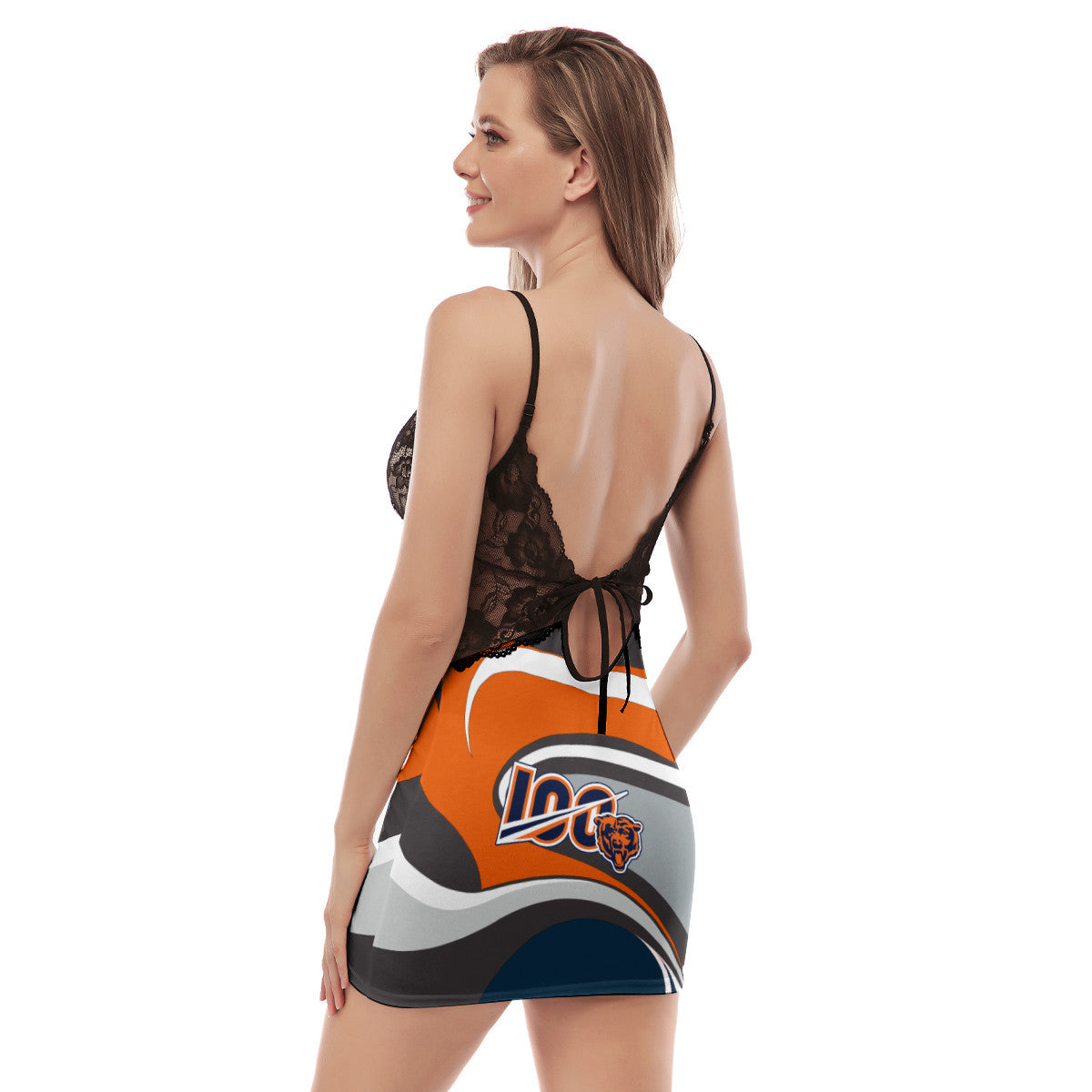 Chicago Bears Lace Back Strap Slip Dress 502
