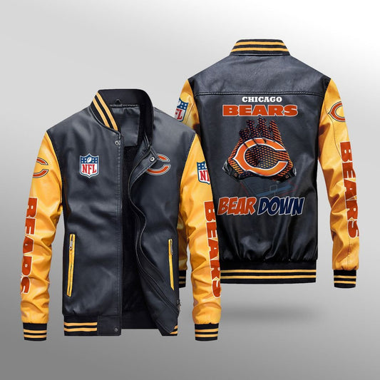 Chicago Bears Leather Bomber Jacket BG33