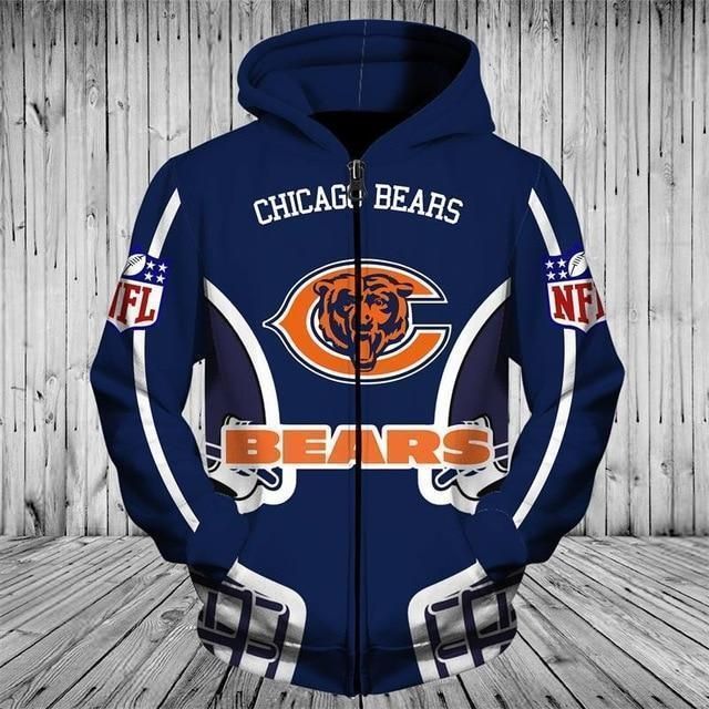 Chicago Bears Limited Edition All Over Print Full 3D Hoodie Zip Up Sweatshirt