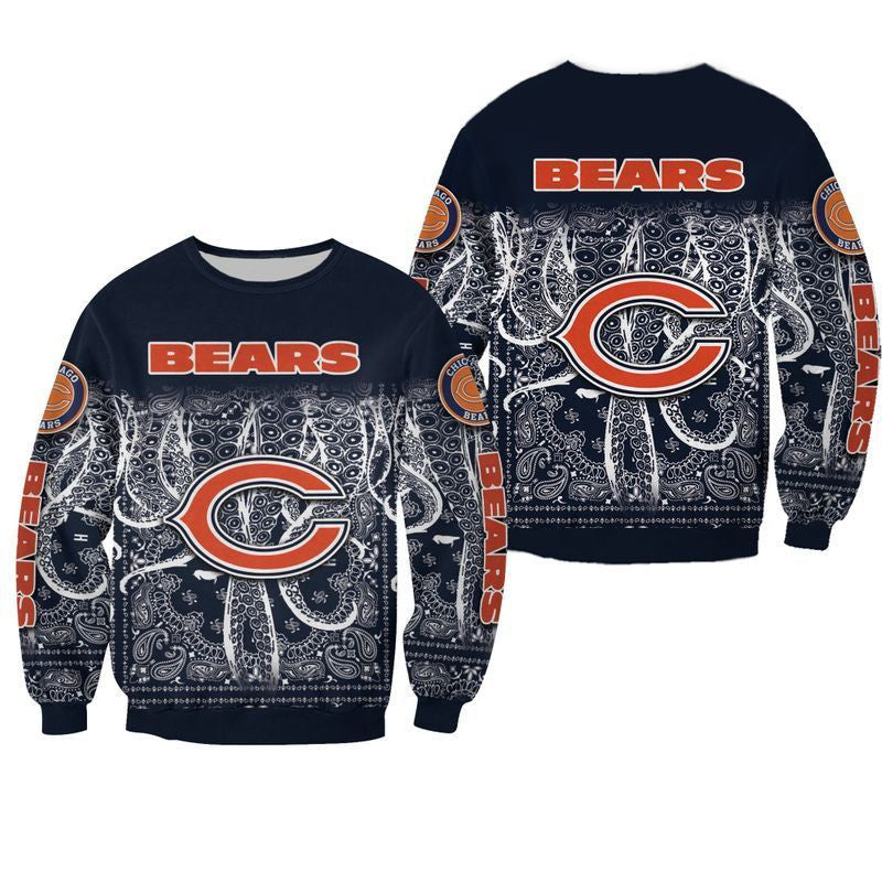 Chicago Bears Limited Edition Bandana Skull Sweatshirt Zip Hoodie T shirt Bomber Jacket Sizes S-5XL NEW012319