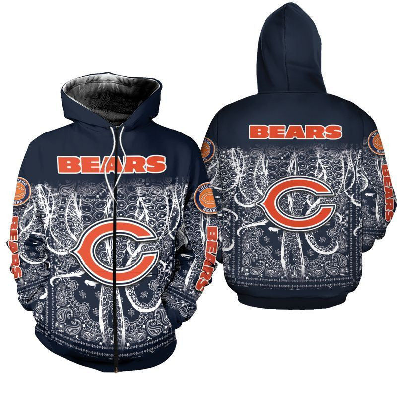 Chicago Bears Limited Edition Bandana Skull Sweatshirt Zip Hoodie T shirt Bomber Jacket Sizes S-5XL NEW012319