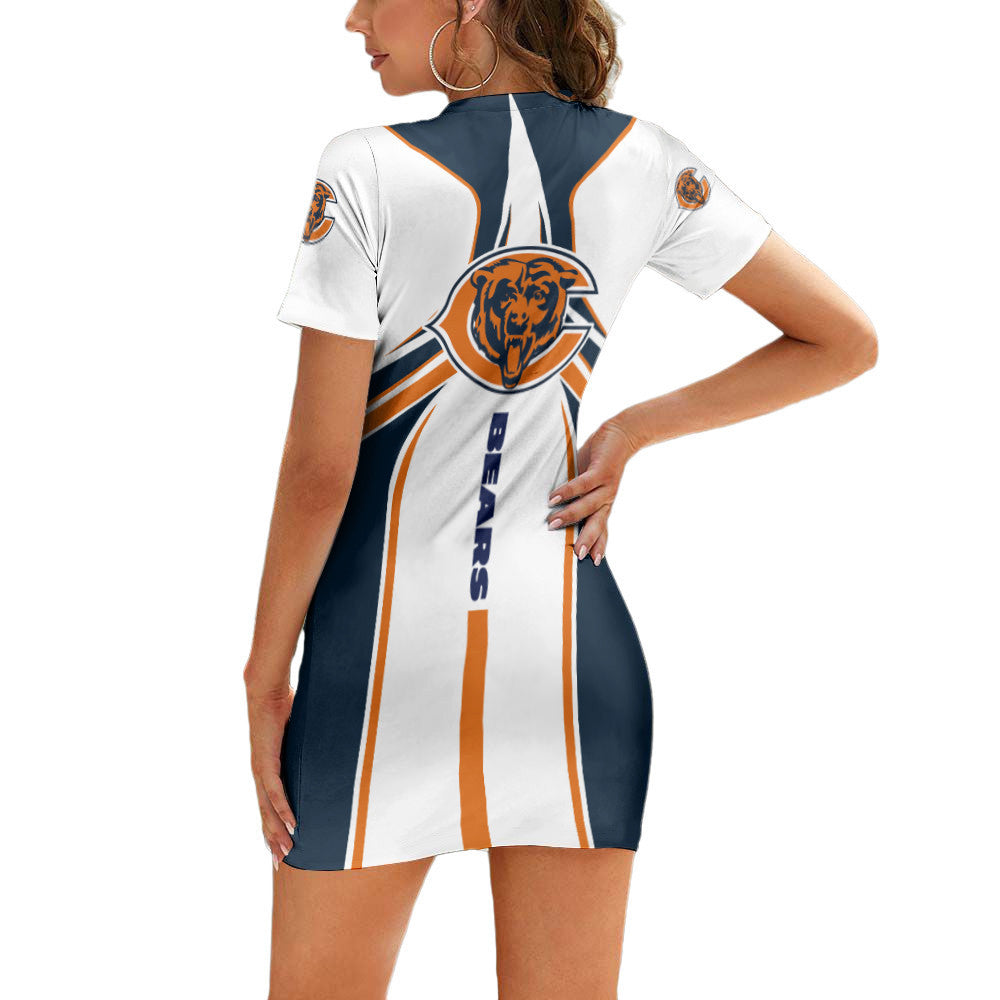 Chicago Bears Short Sleeve Bodycon Mini Dress BG240