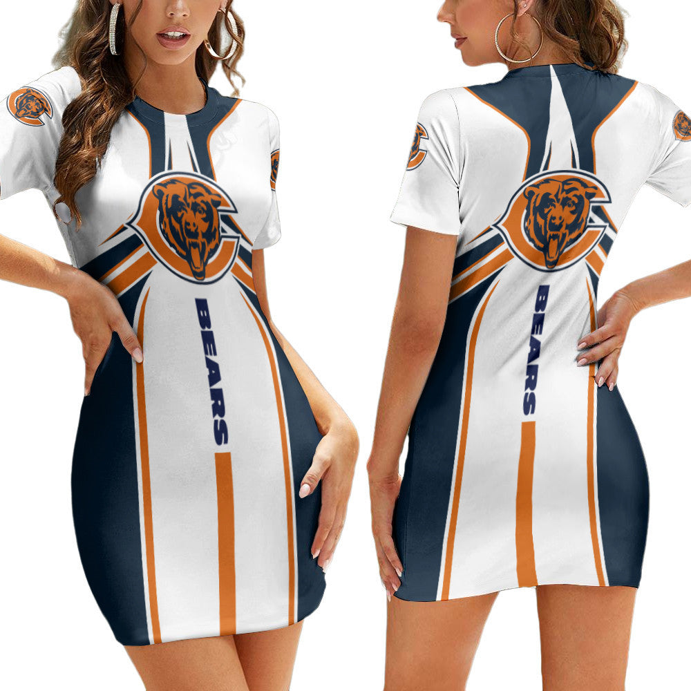 Chicago Bears Short Sleeve Bodycon Mini Dress BG240