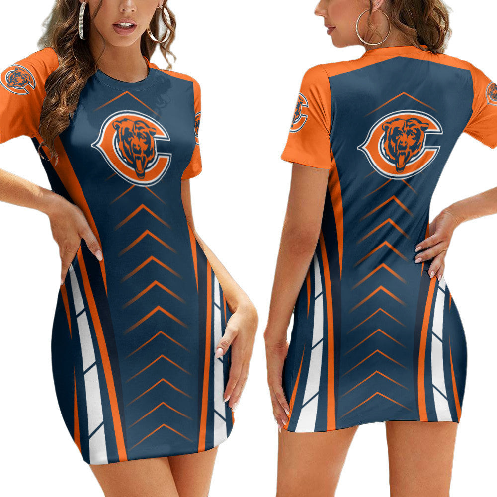 Chicago Bears Short Sleeve Bodycon Mini Dress BG267