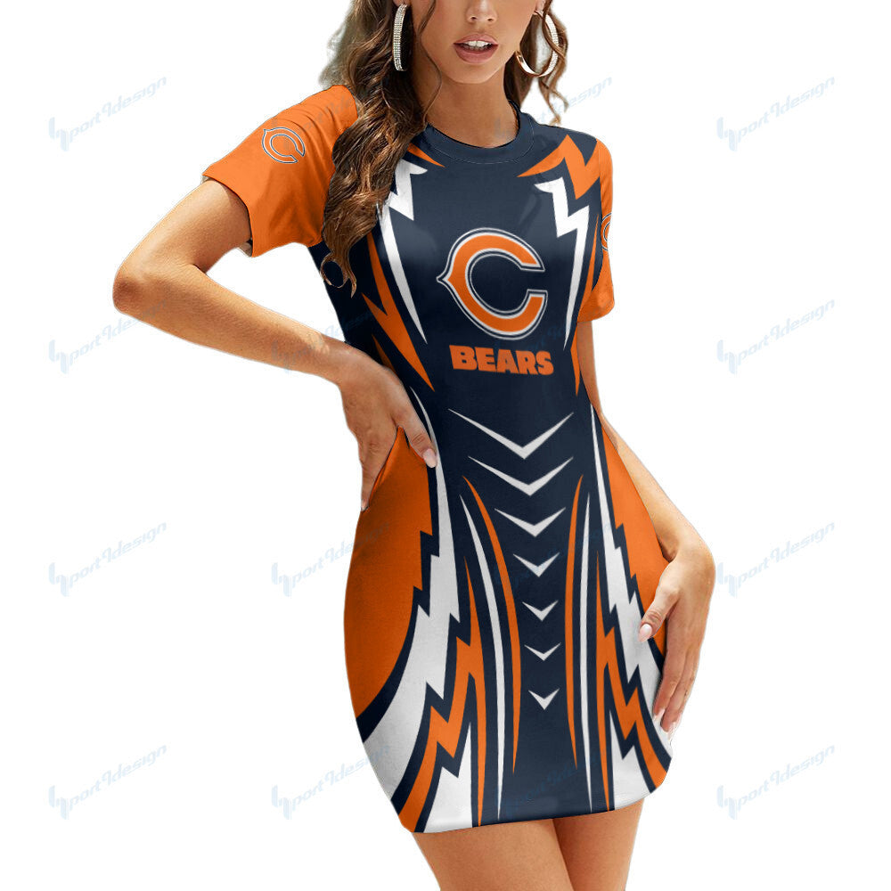 Chicago Bears Short Sleeve Bodycon Mini Dress BG292