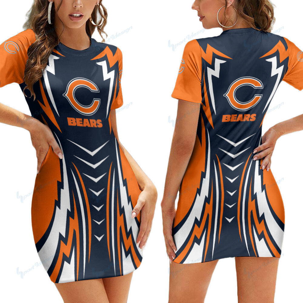 Chicago Bears Short Sleeve Bodycon Mini Dress BG292