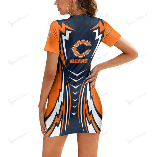 Chicago Bears Short Sleeve Bodycon Mini Dress BG292