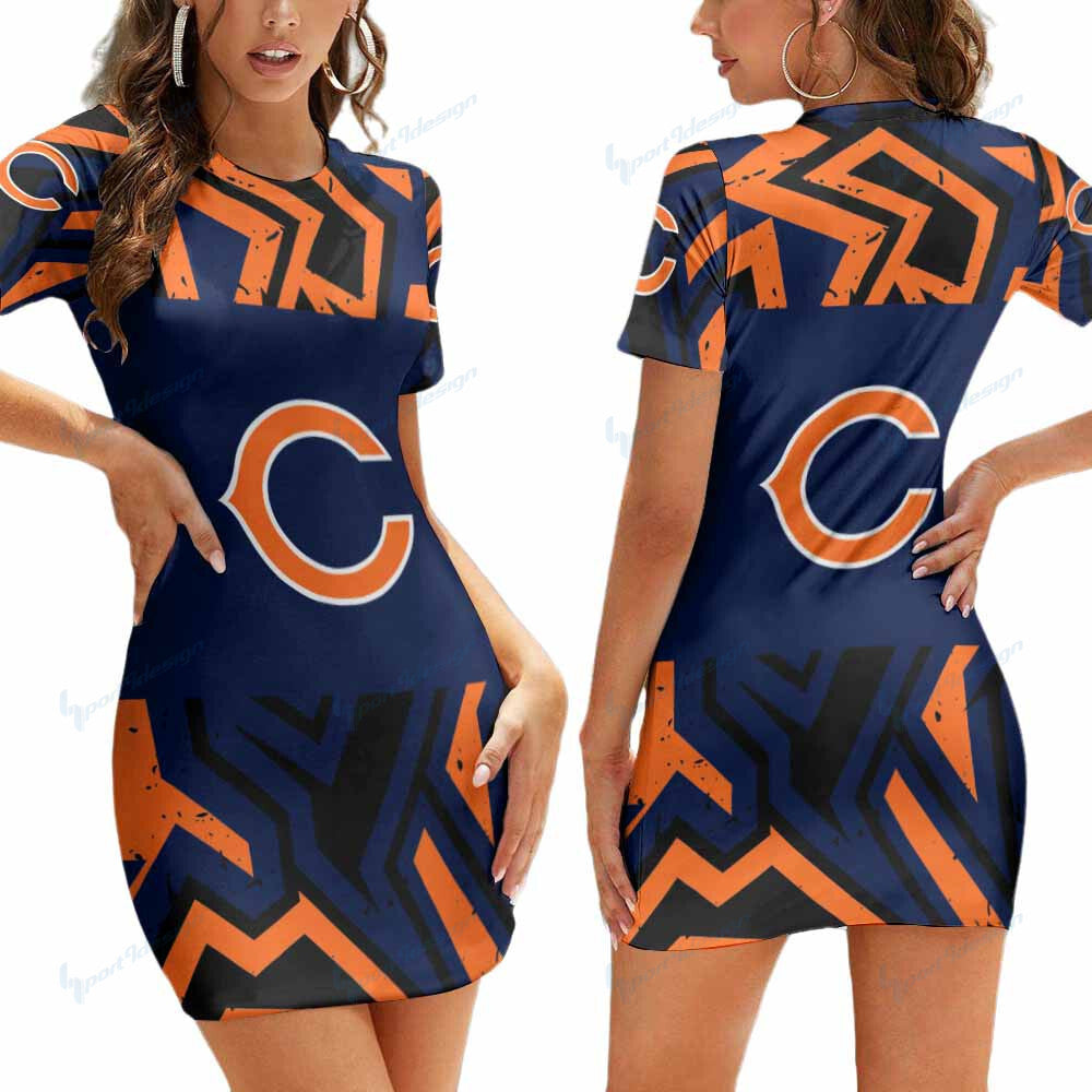 Chicago Bears Short Sleeve Bodycon Mini Dress BG312