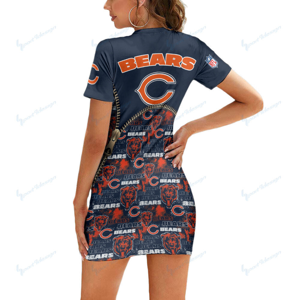 Chicago Bears Short Sleeve Bodycon Mini Dress BG358