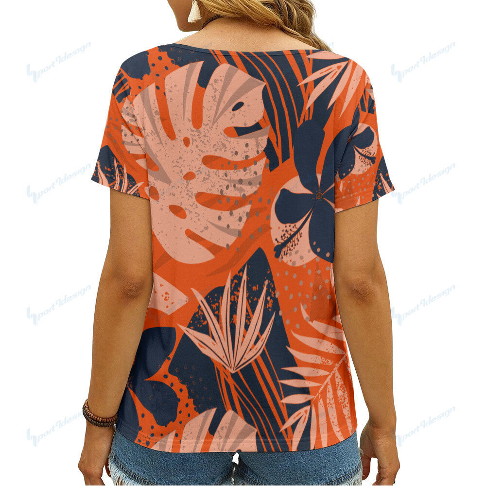 Chicago Bears Summer V-neck Women T-shirt 8