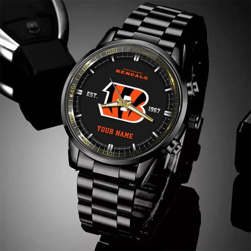 Cincinnati Bengals Black Fashion Watch Gifts For Sport Fans AZWATCH061