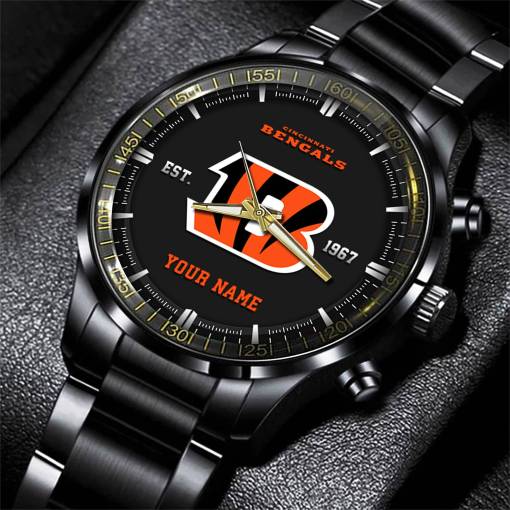 Cincinnati Bengals Black Fashion Watch Gifts For Sport Fans AZWATCH061