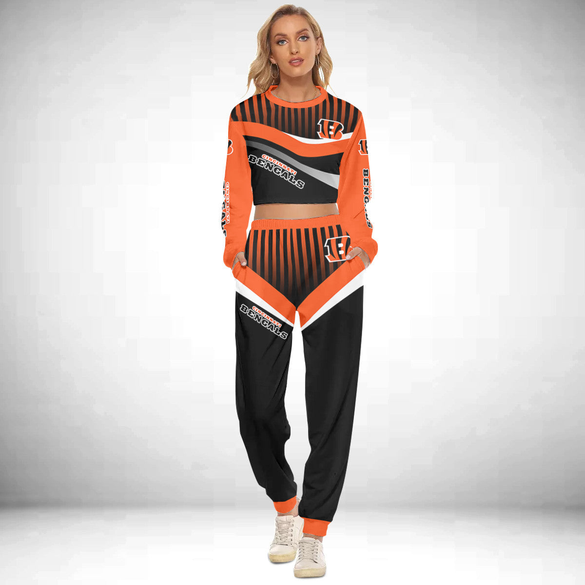 Cincinnati Bengals Crop Sweatshirt Suit 48