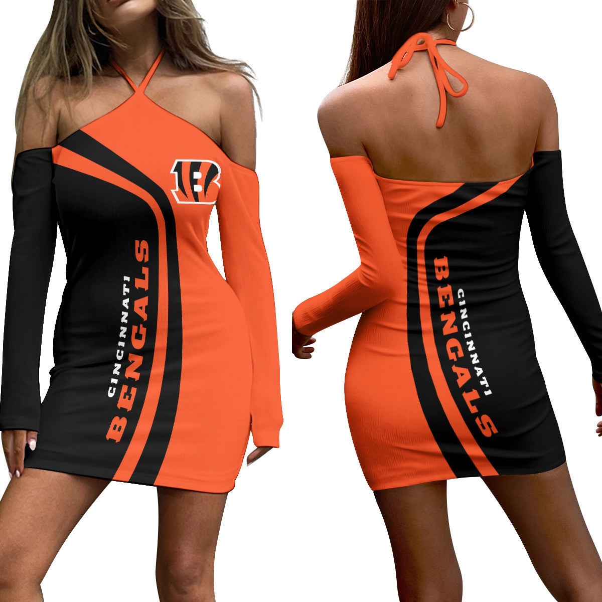 Cincinnati Bengals Halter Lace-up Dress 39
