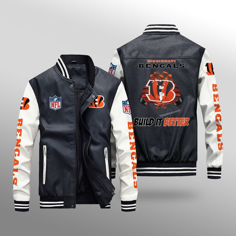 Cincinnati Bengals Leather Bomber Jacket BG51