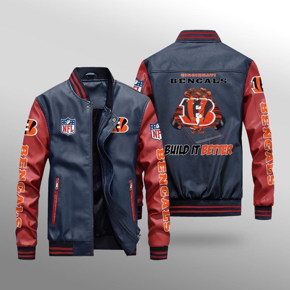 Cincinnati Bengals Leather Bomber Jacket BG51