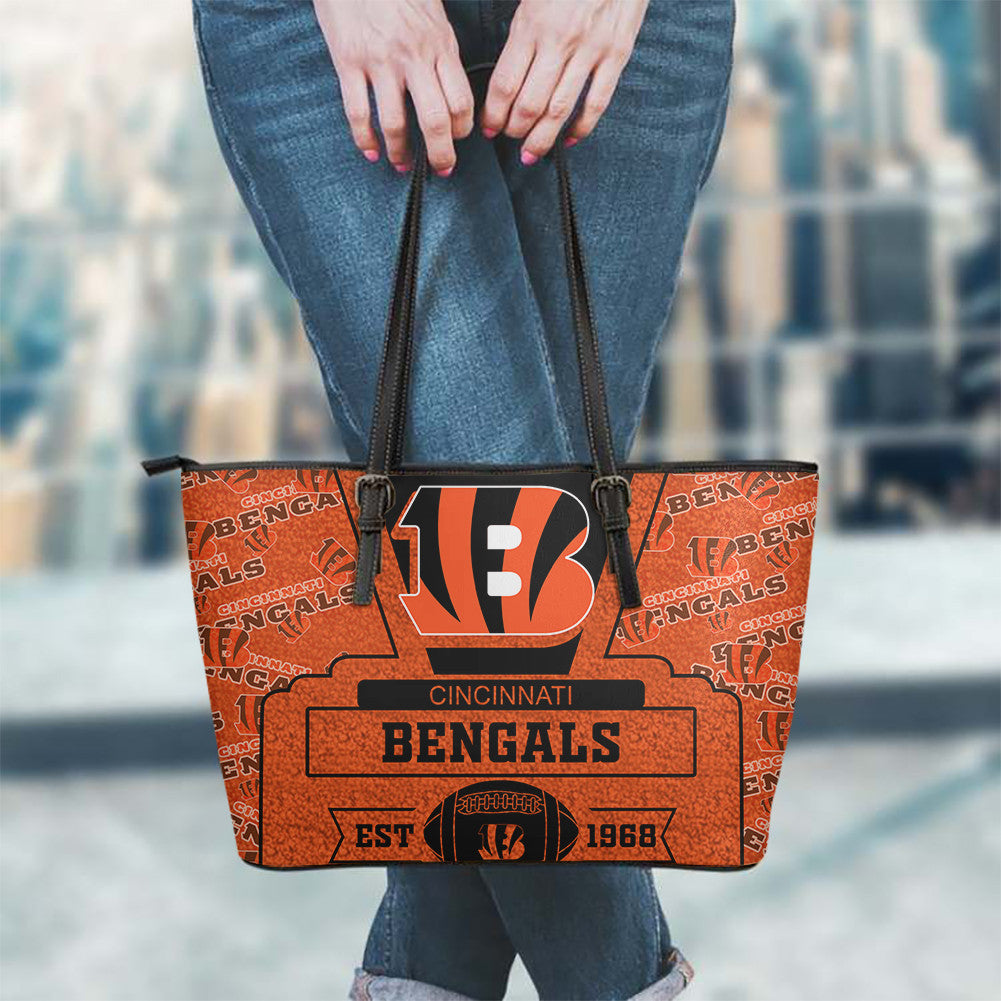 Cincinnati Bengals Leather Tote Hand Bag and Purse Set BB07