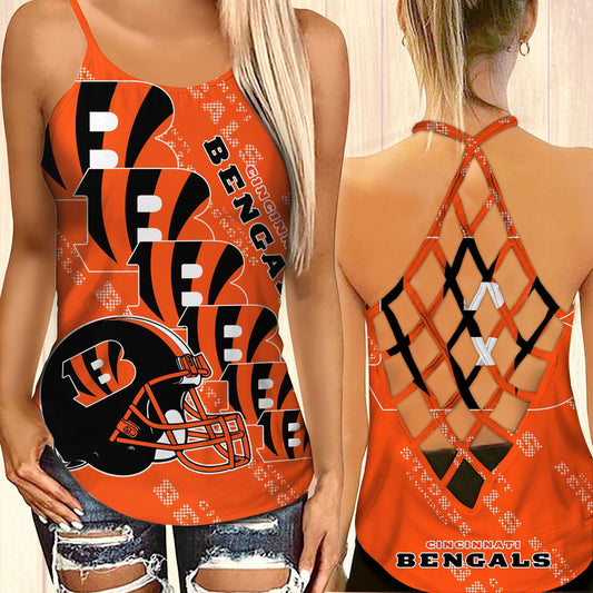 Cincinnati Bengals Leggings And Cross Tank Top BG06