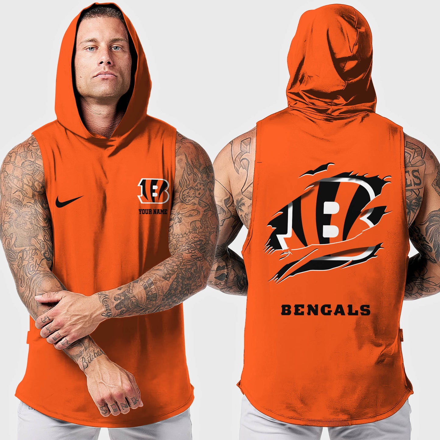 Cincinnati Bengals Men Workout Hooded Tank Top AZMGSH007