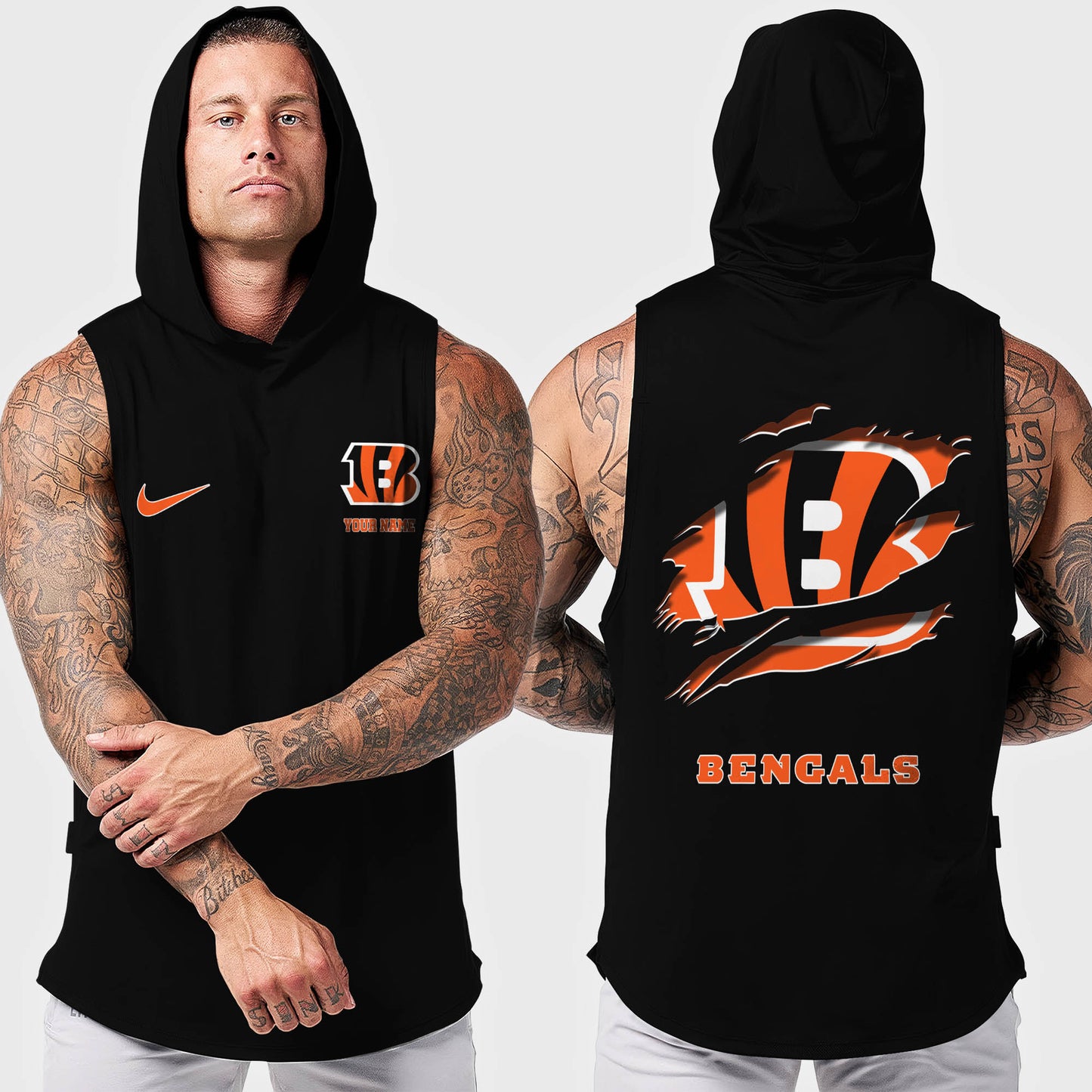 Cincinnati Bengals Men Workout Hooded Tank Top AZMGSH007