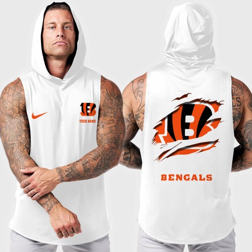 Cincinnati Bengals Men Workout Hooded Tank Top AZMGSH007