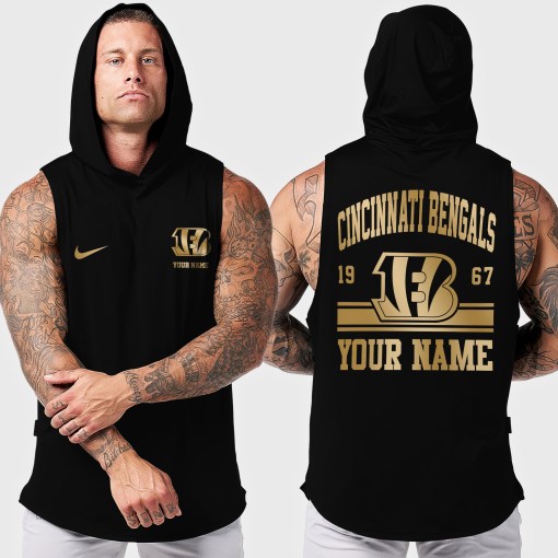 Cincinnati Bengals Men Workout Hooded Tank Top AZMGSH039