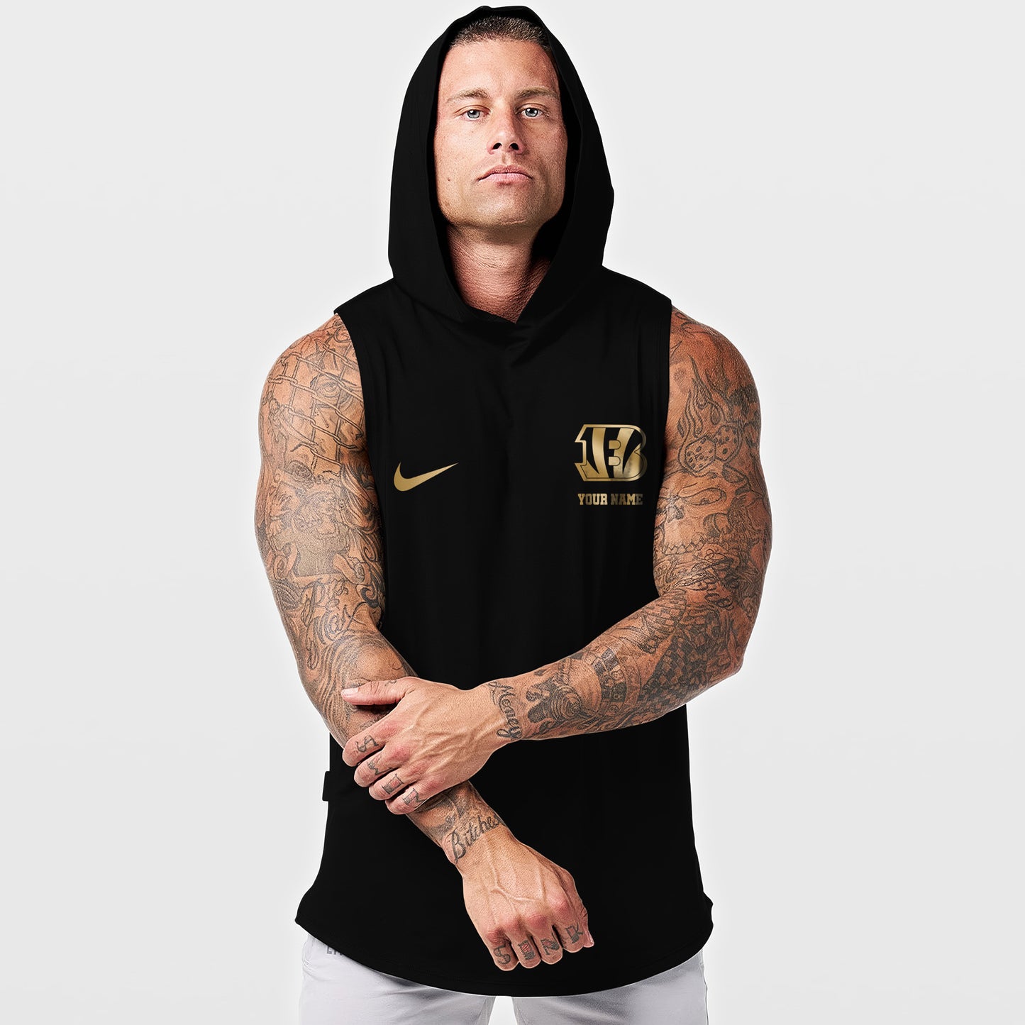 Cincinnati Bengals Men Workout Hooded Tank Top AZMGSH039