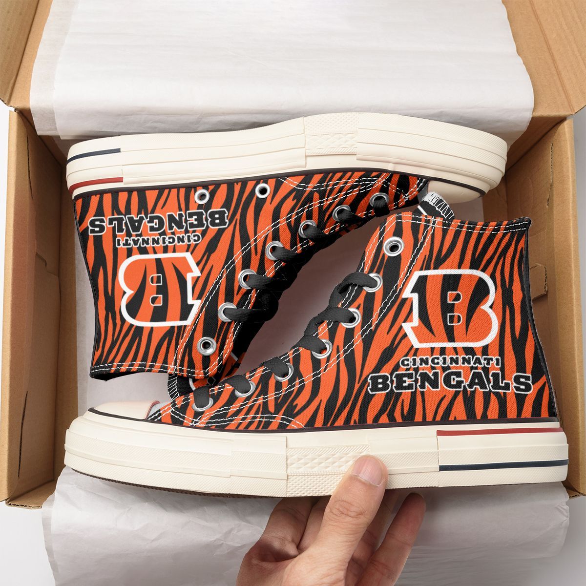 Cincinnati Bengals New High Top Canvas Shoes 40