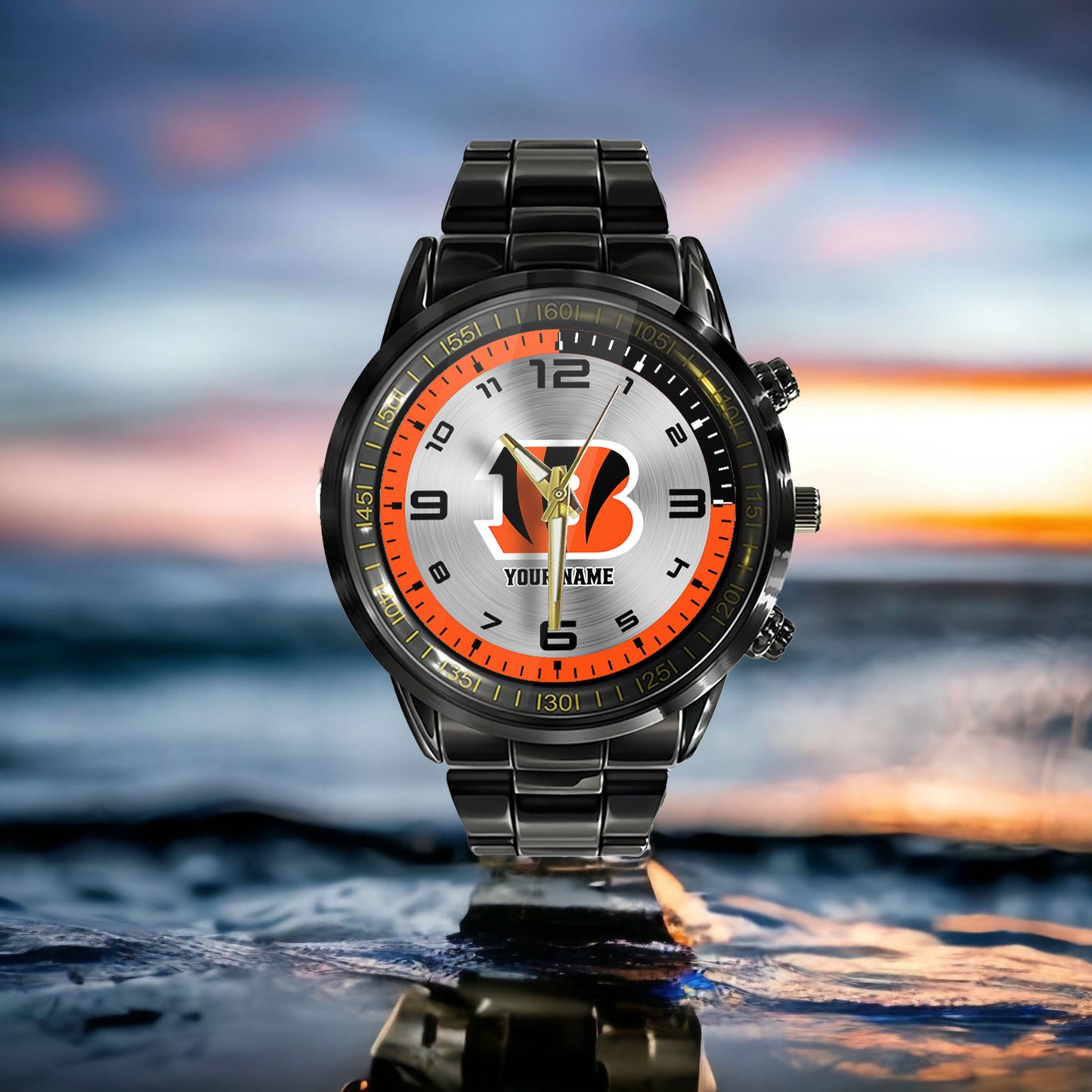 Cincinnati Bengals Black Fashion Watch Gifts For Sport Fans AZWATCH007