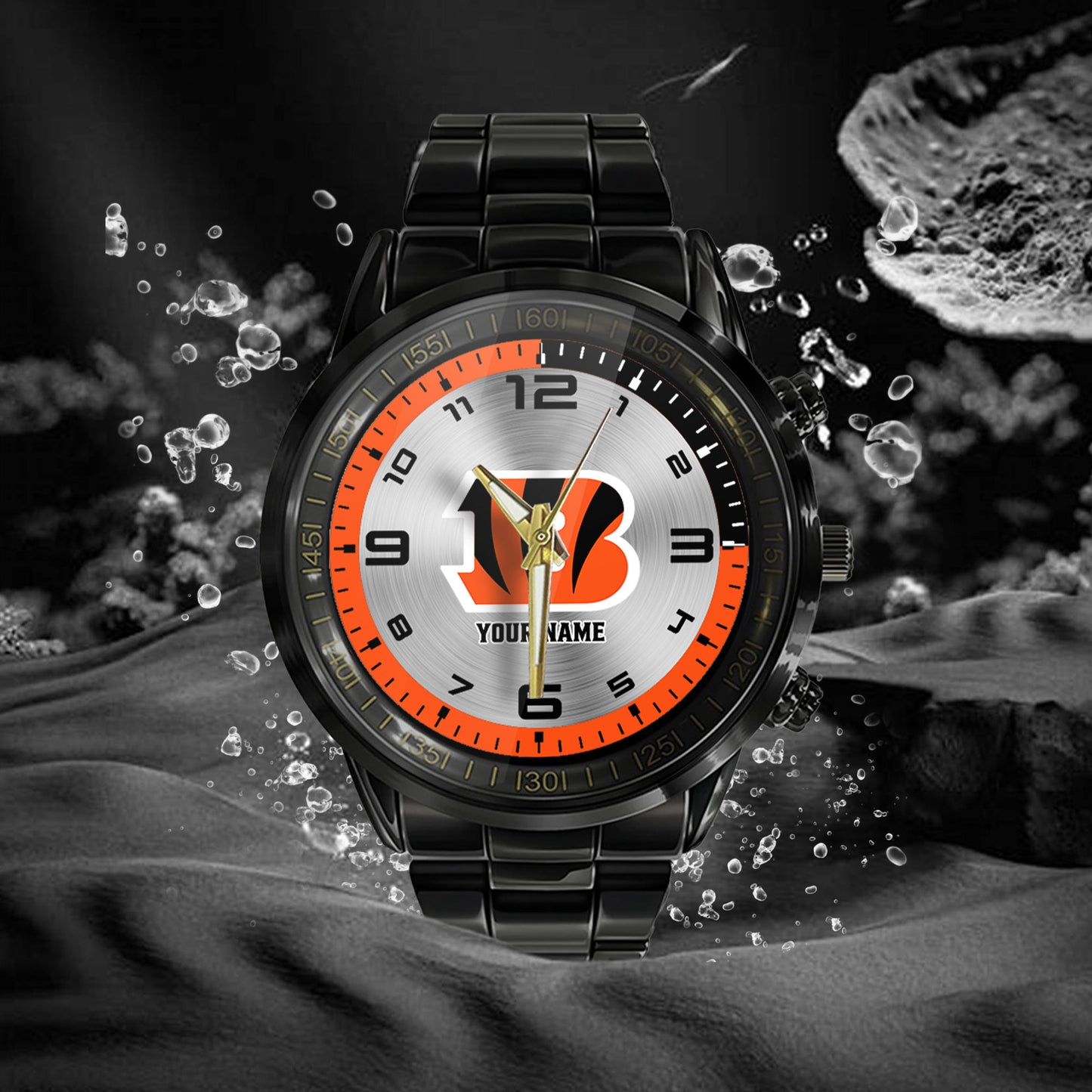 Cincinnati Bengals Black Fashion Watch Gifts For Sport Fans AZWATCH007