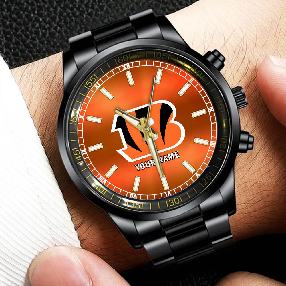 Cincinnati Bengals Black Fashion Watch Gifts For Sport Fans AZWATCH037