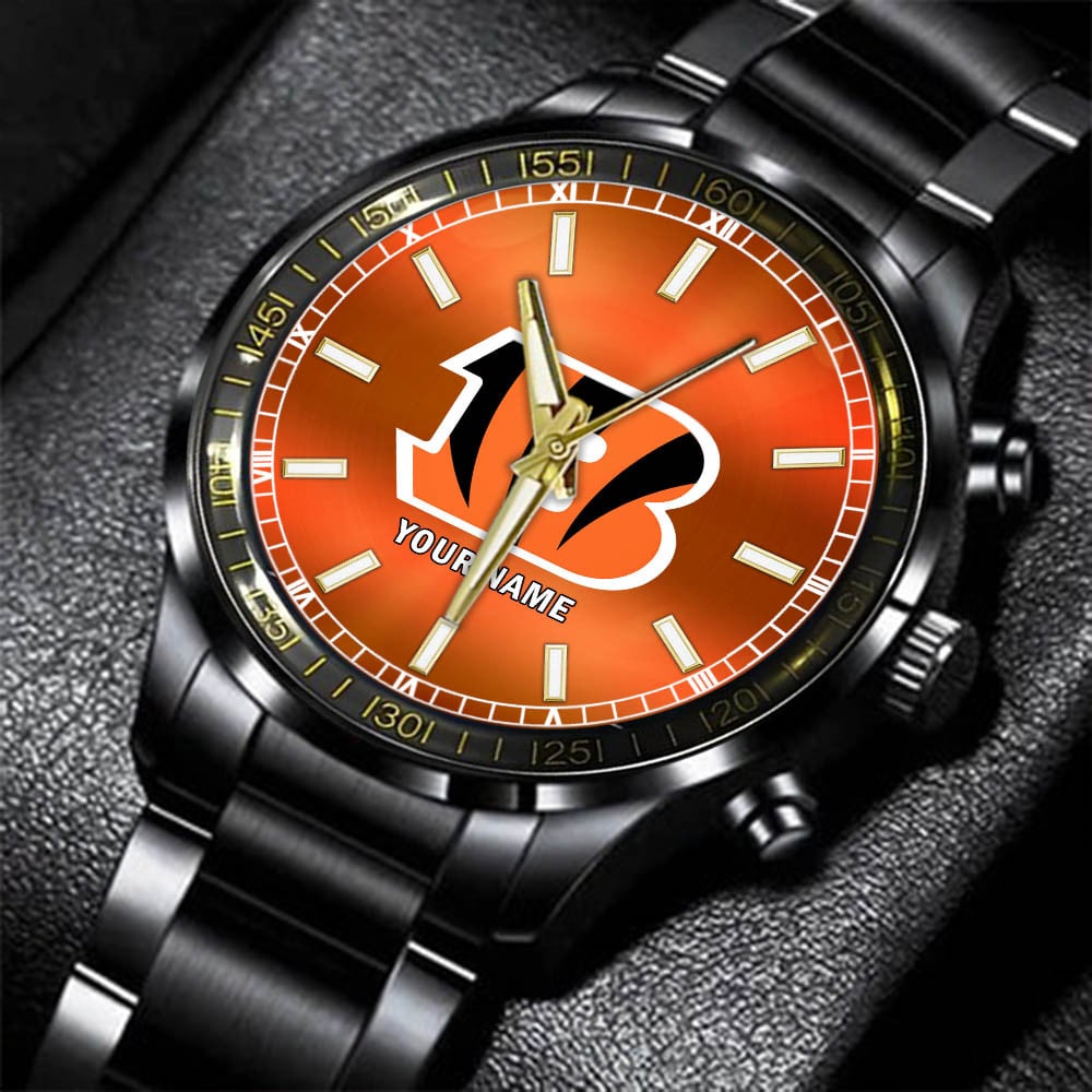 Cincinnati Bengals Black Fashion Watch Gifts For Sport Fans AZWATCH037