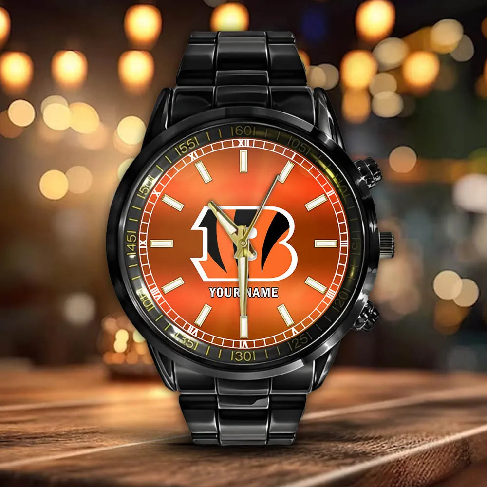 Cincinnati Bengals Black Fashion Watch Gifts For Sport Fans AZWATCH037