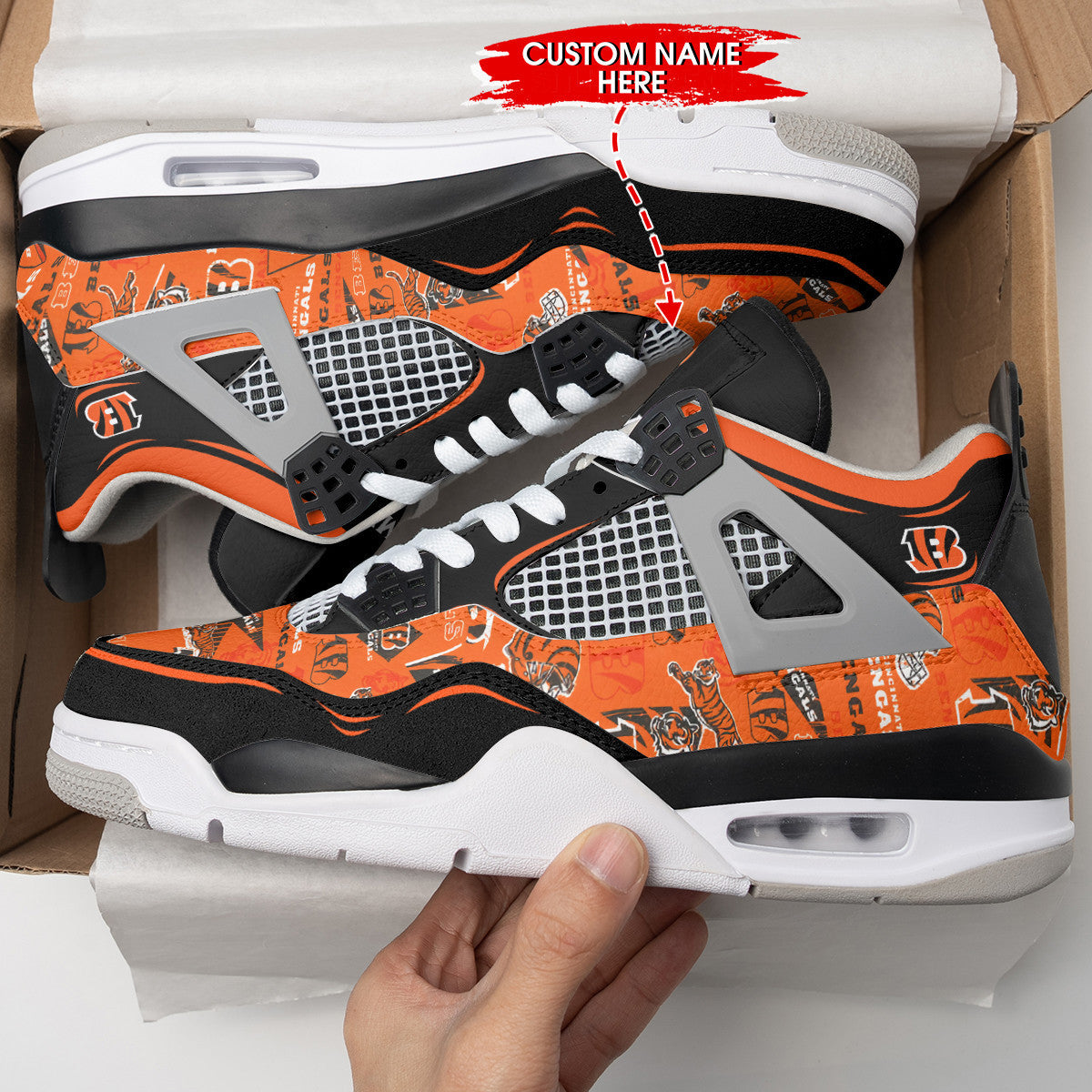Cincinnati Bengals Personalized AJ4 Sneaker BG122