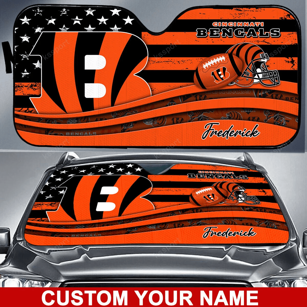 Cincinnati Bengals Personalized Auto Sun Shade BG06