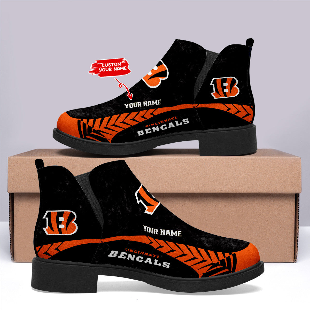 Cincinnati Bengals Personalized Comfort & Fashion Short Boots BG102