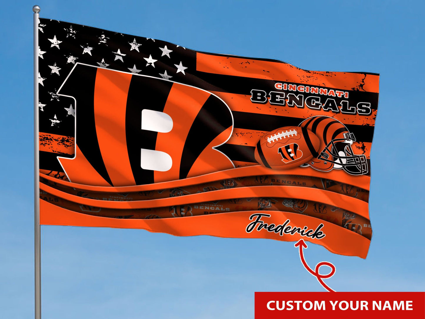 Cincinnati Bengals Personalized Flag 06